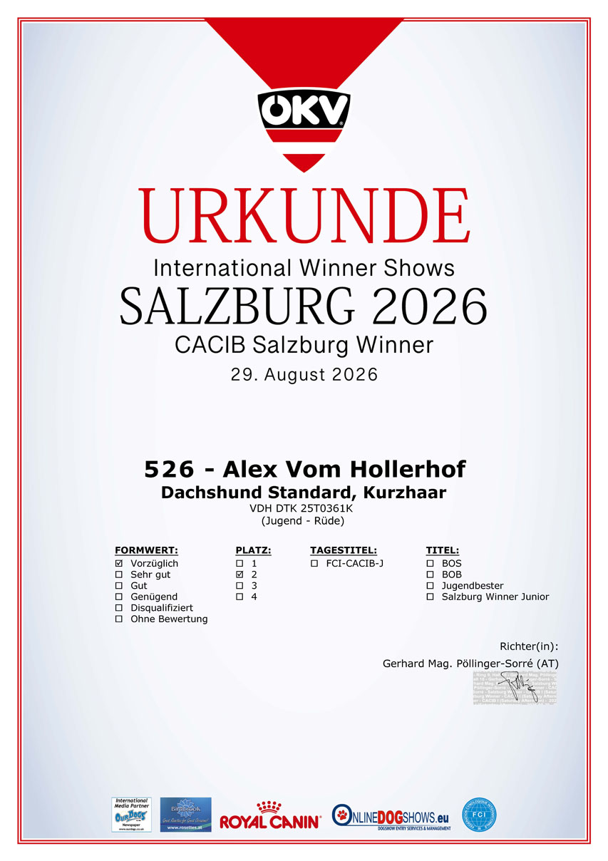 Urkunde Certificate 5442-526