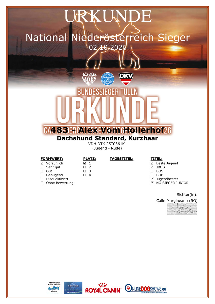 Urkunde Certificate 5401-483